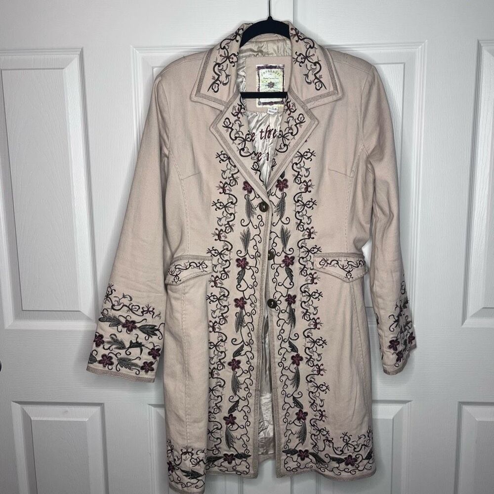 Embroidered Long Line Vintage Jacket Paparazzi By Biz Women’s Large
